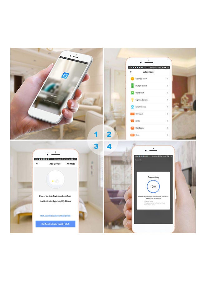 Remote Voice Control Tuya Wifi Intelligent Socket Plug White
