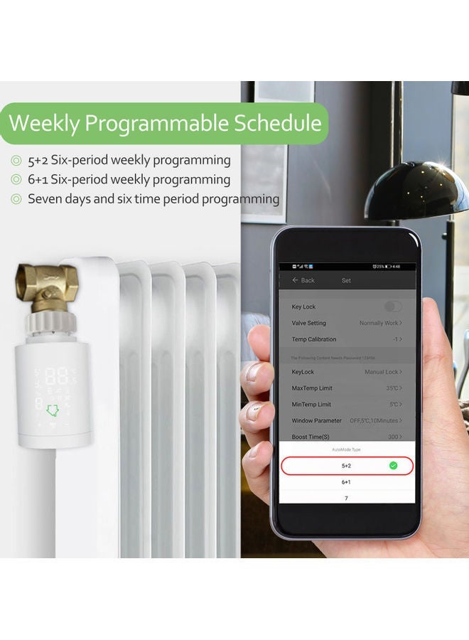 Intelligent Programmable Voice Control Thermostatic Radiator White