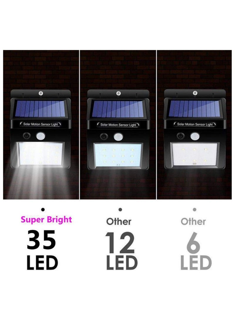 【4 pack】 35 LED Solar Lights Outdoor Waterproof Solar Motion Sensor Light Wireless Lights Outside Wall Lamp for Driveway Patio Garden Path