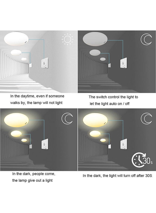 Automatic Infrared PIR Body Motion Sensor Switch Wall-Mounted LED Light White 0.08kg