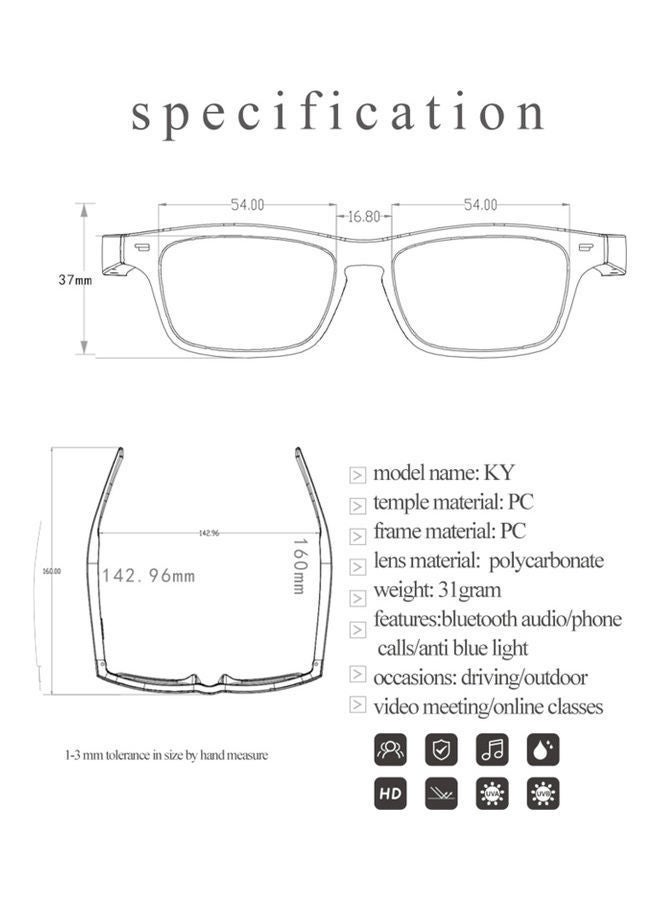 Wirelessly BT Light Blocking Smart Audio Glasses Black