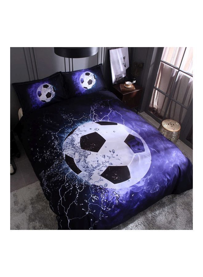 3-Piece Football Court Printed Daybed Set Polyester Blue/Black/White Queen