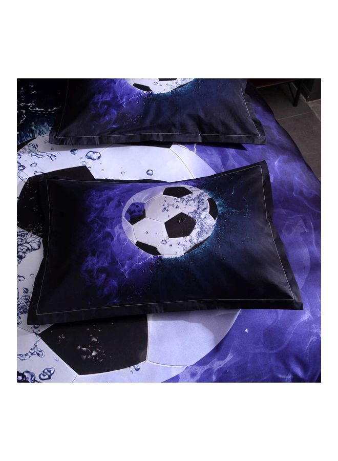 3-Piece Football Court Printed Daybed Set Polyester Blue/Black/White Queen