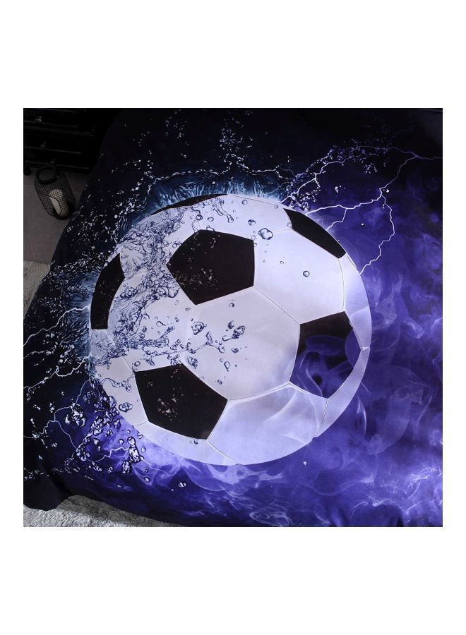 3-Piece Football Court Printed Daybed Set Polyester Blue/Black/White Queen