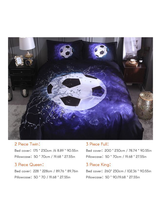 3-Piece Football Court Printed Daybed Set Polyester Blue/Black/White Queen