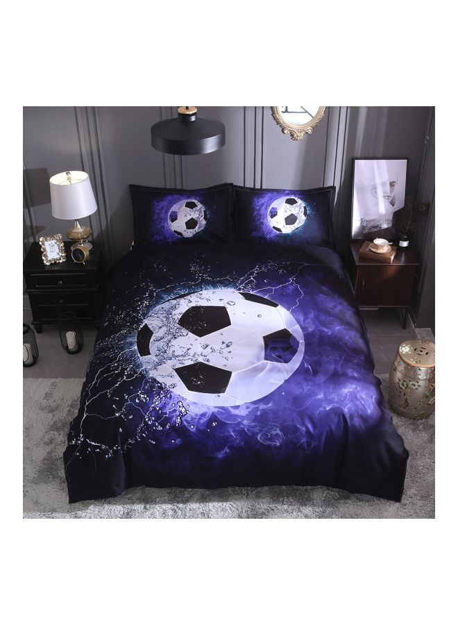 3-Piece Football Court Printed Daybed Set Polyester Blue/Black/White Queen