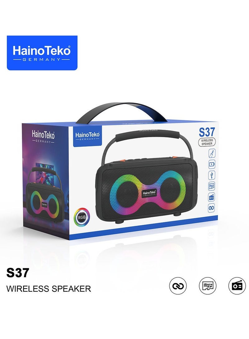 Haino Teko S37 Portable Wireless Speaker With RGB Light Display For Indoor and Outdoor Red