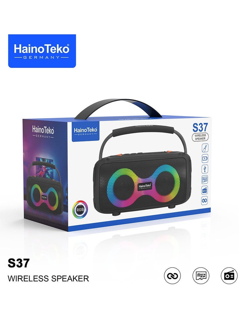 Haino Teko S37 Portable Wireless Speaker With RGB Light Display For Indoor and Outdoor Blue