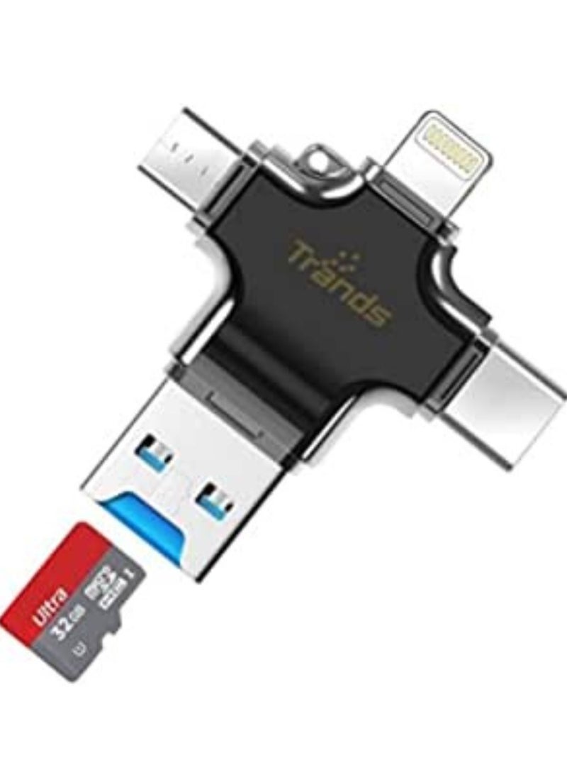 4 in 1 USB OTG TF Micro SD Card Reader Adapter for Lightning For iPhone XS Max, XS,X, Android Type C for Samsung