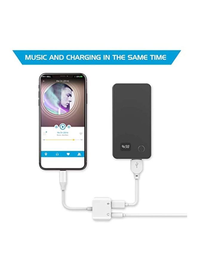 2-In-1 Lightning Charging And Audio Adapter White