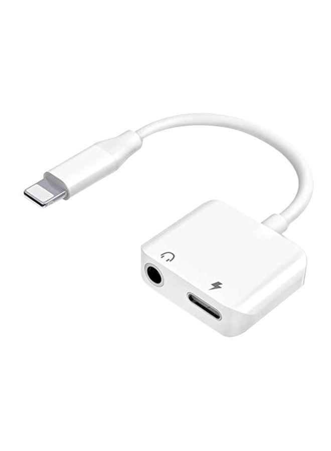 2-In-1 Lightning Charging And Audio Adapter White