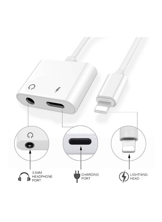 2-In-1 Adapter Converter For iPhone White