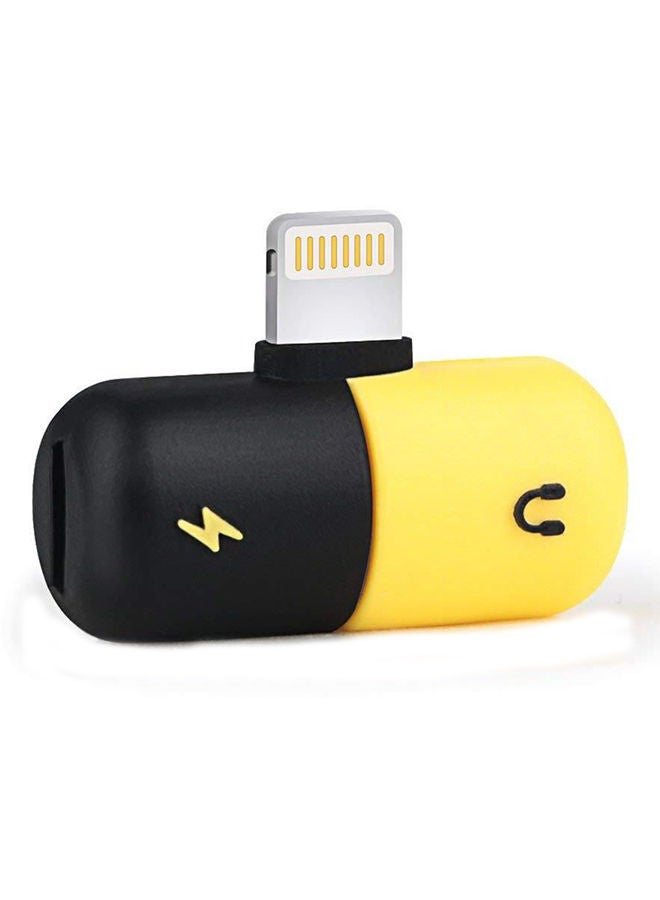 2 In 1 Lightning Splitter Adapter For iPhone 7 Yellow/Black