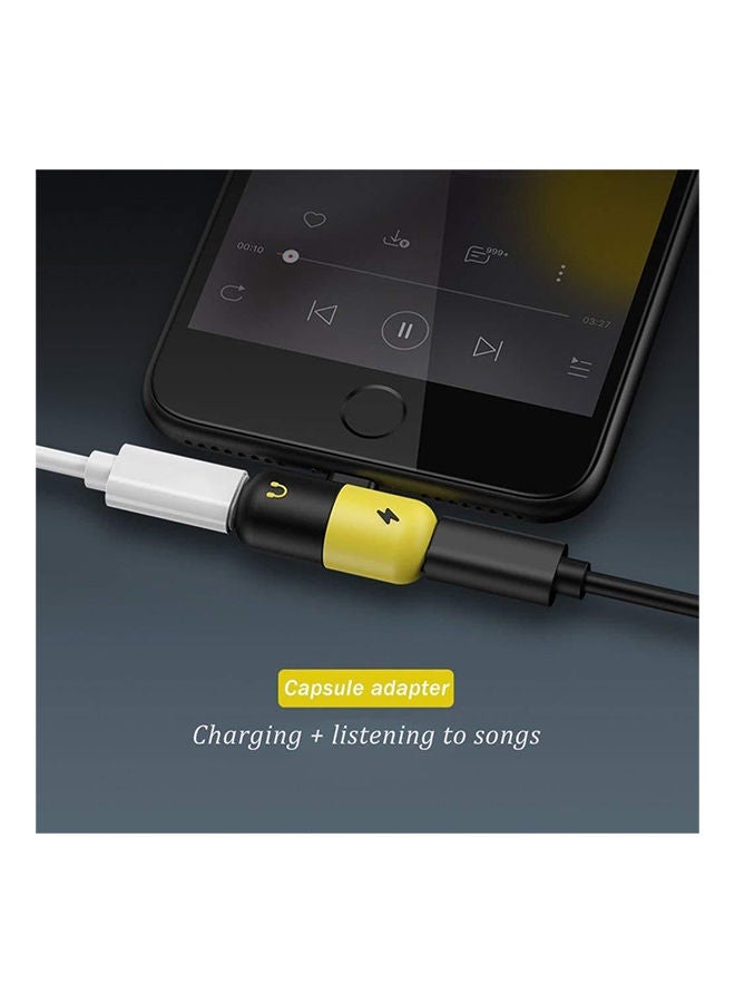 2 In 1 Lightning Splitter Adapter For iPhone 7 Yellow/Black