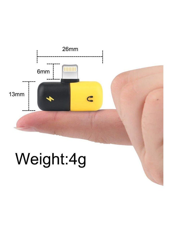 2 In 1 Lightning Splitter Adapter For iPhone 7 Yellow/Black
