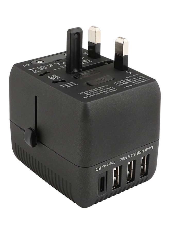 Universal Travel USB Adapter Black