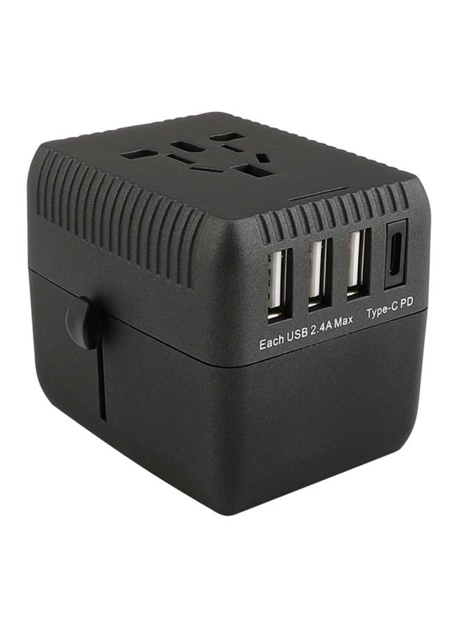 Universal Travel USB Adapter Black