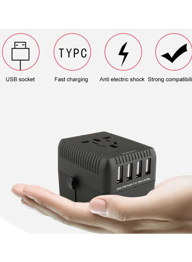 Universal Travel USB Adapter Black