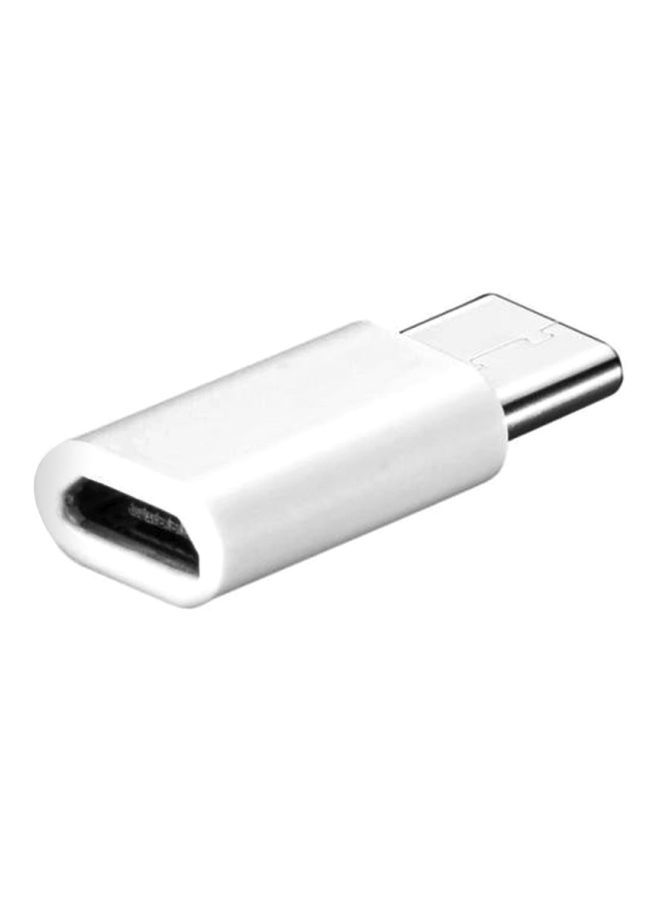 Type-C To Micro USB Charging Adapter White