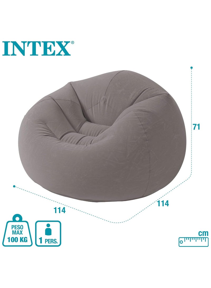 Beanless Bag Chair Inflating Furniture - Bean Bag - 1.14 m x 1.14 m x 71 cm, Grey