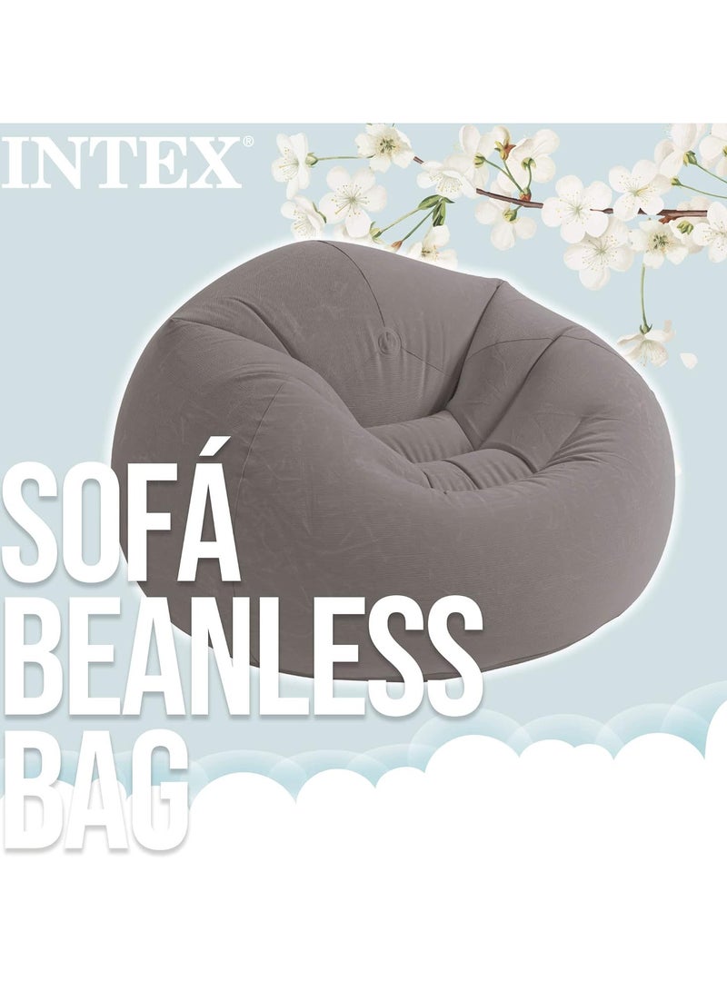Beanless Bag Chair Inflating Furniture - Bean Bag - 1.14 m x 1.14 m x 71 cm, Grey