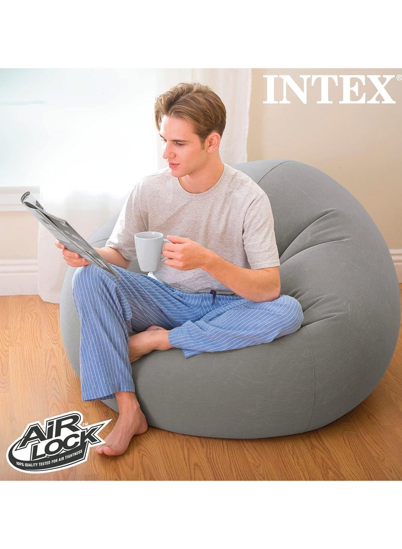 Beanless Bag Chair Inflating Furniture - Bean Bag - 1.14 m x 1.14 m x 71 cm, Grey