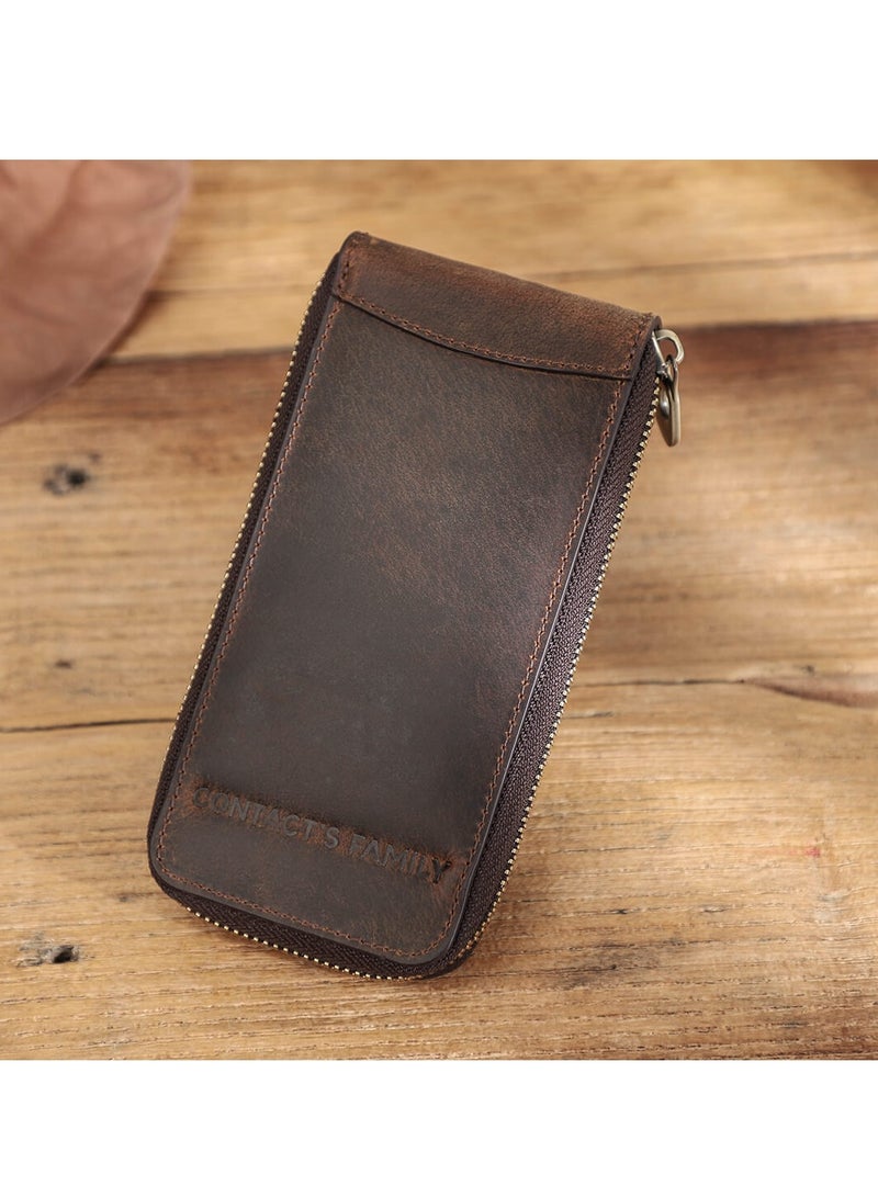 Watch Case Holder Crazy Horse Leather Case 1 Pcs Watch Bag Zipper Travel Storage