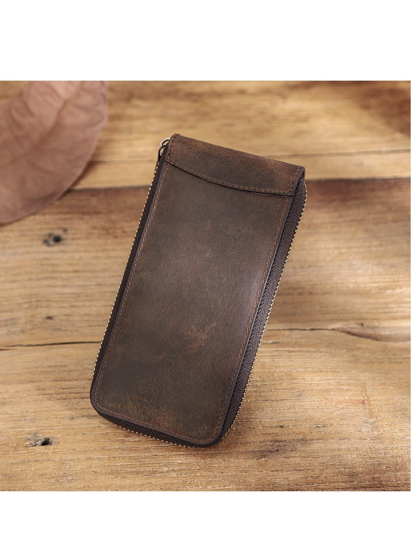 Watch Case Holder Crazy Horse Leather Case 1 Pcs Watch Bag Zipper Travel Storage