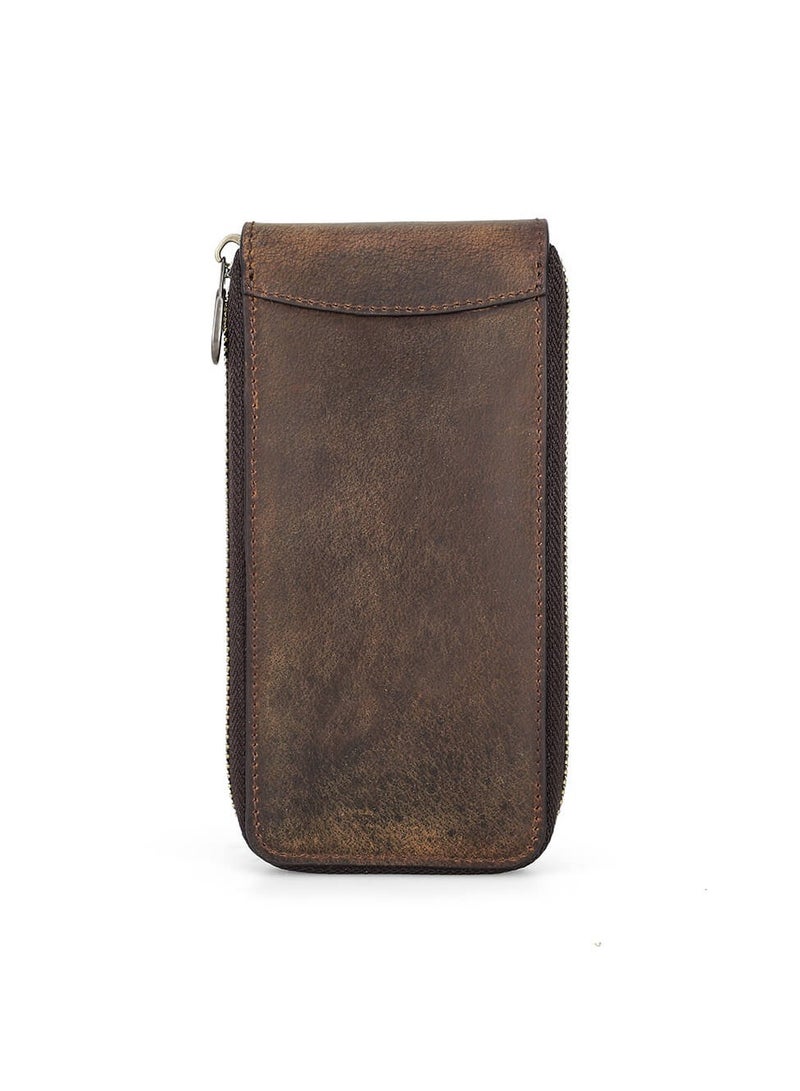 Watch Case Holder Crazy Horse Leather Case 1 Pcs Watch Bag Zipper Travel Storage