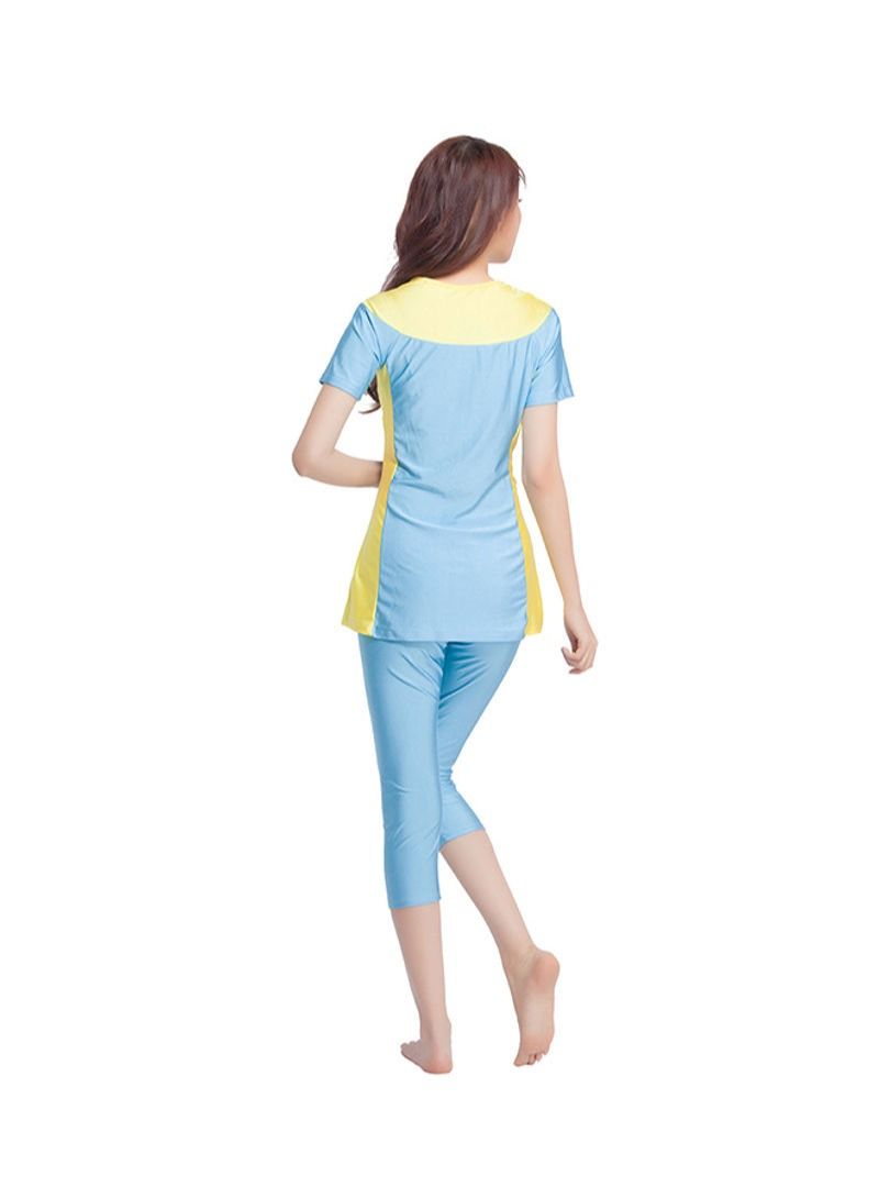 2-Piece Burkini Set Sky Blue/Yellow