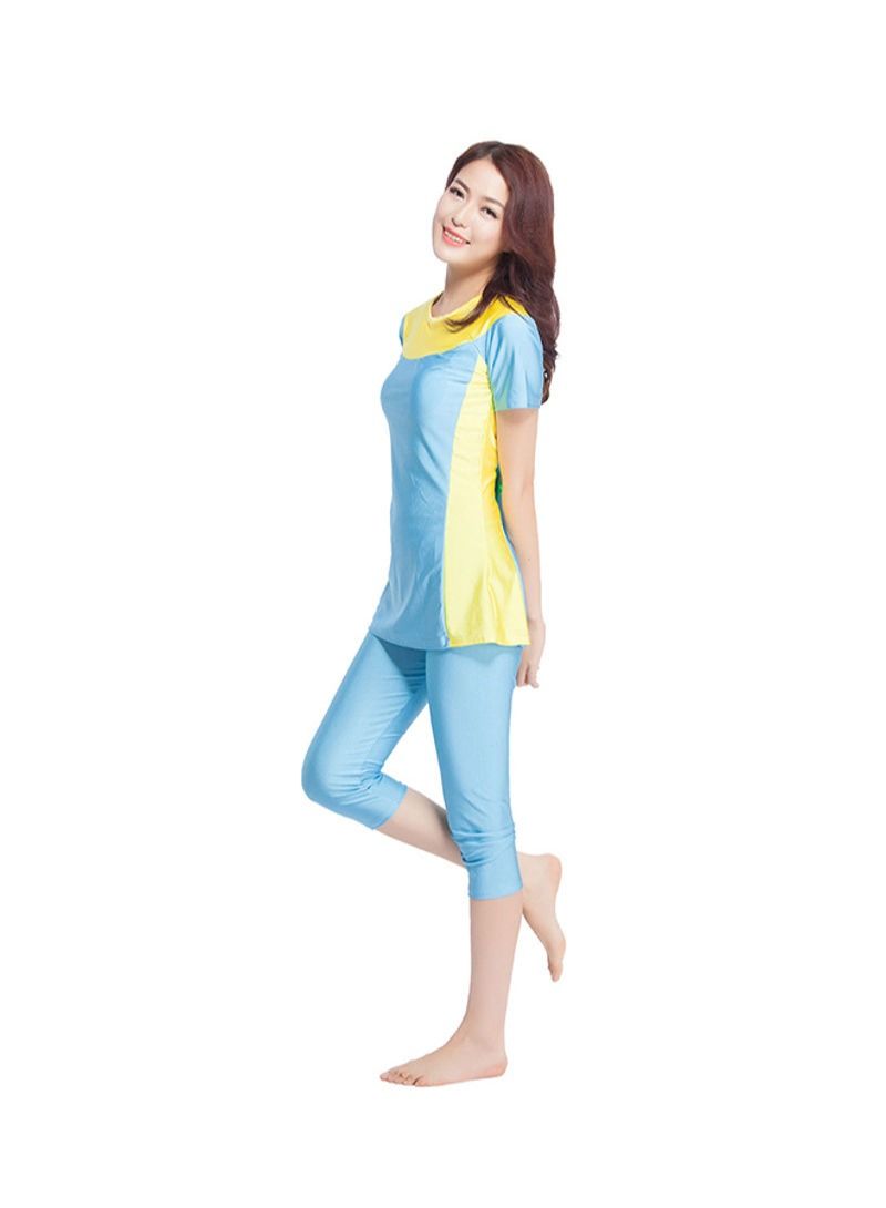 2-Piece Burkini Set Sky Blue/Yellow