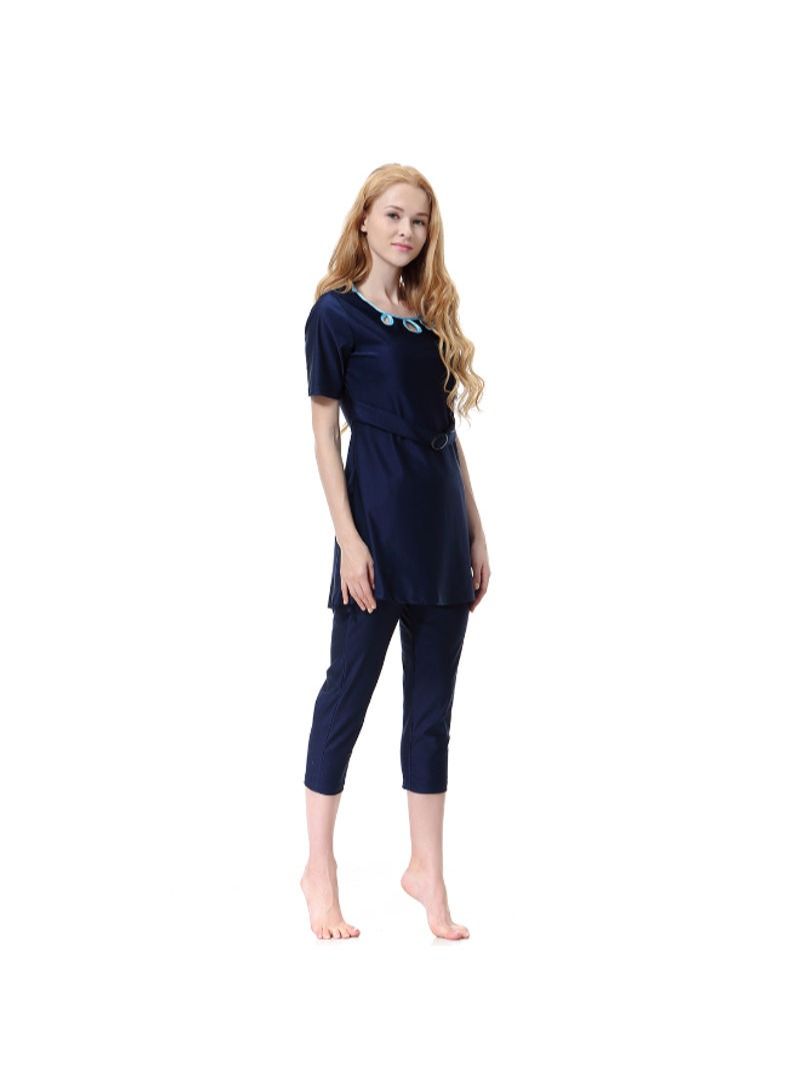 3-Piece Anti Exposure Burkinis Set Dark Blue