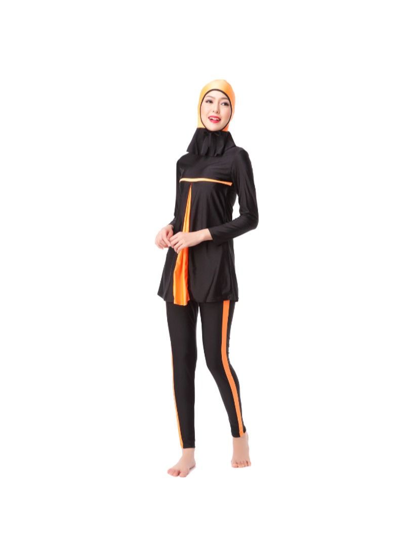 3-Piece Sun Protection Muslim Stitching Conservative Swimsuit Orange