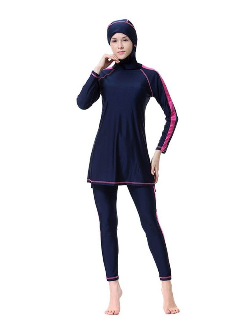 Sun Protection Conservative Swimwear Burkinis Blue/Pink