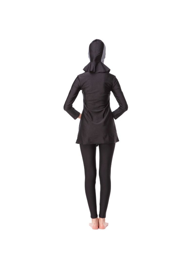 3-Piece Anti Exposure Burkinis Set Black/Grey