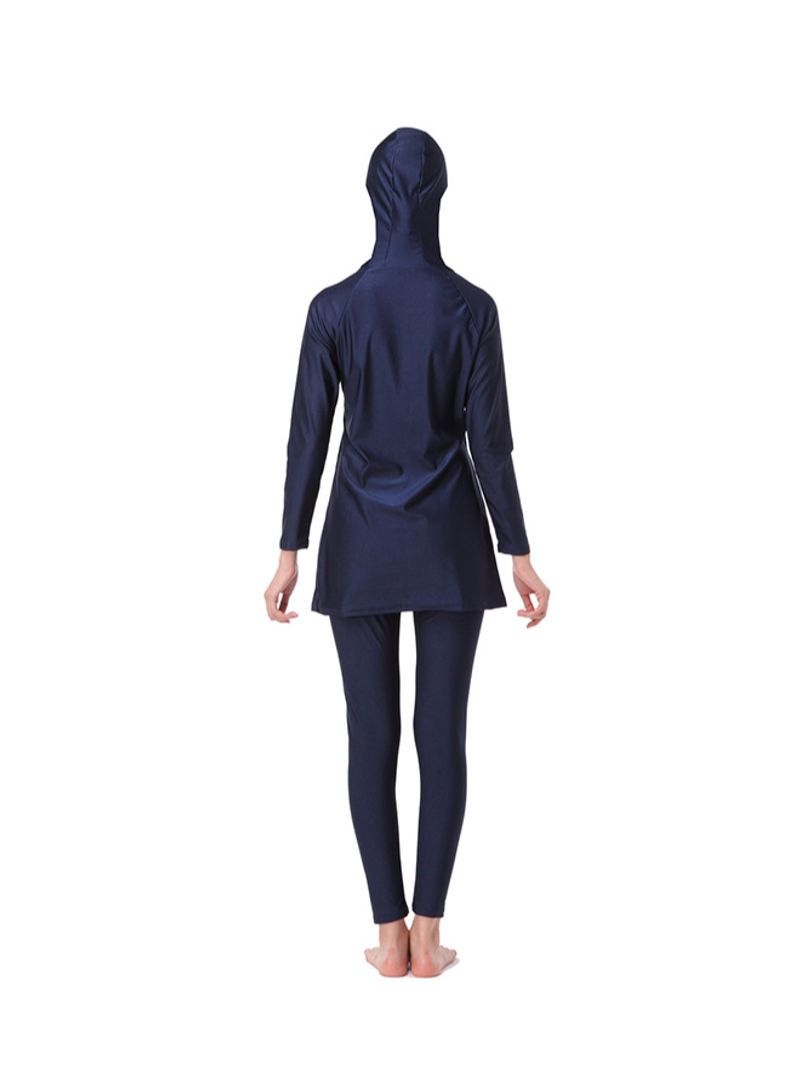 Long Sleeve Hooded Neck Burkini Navy Blue