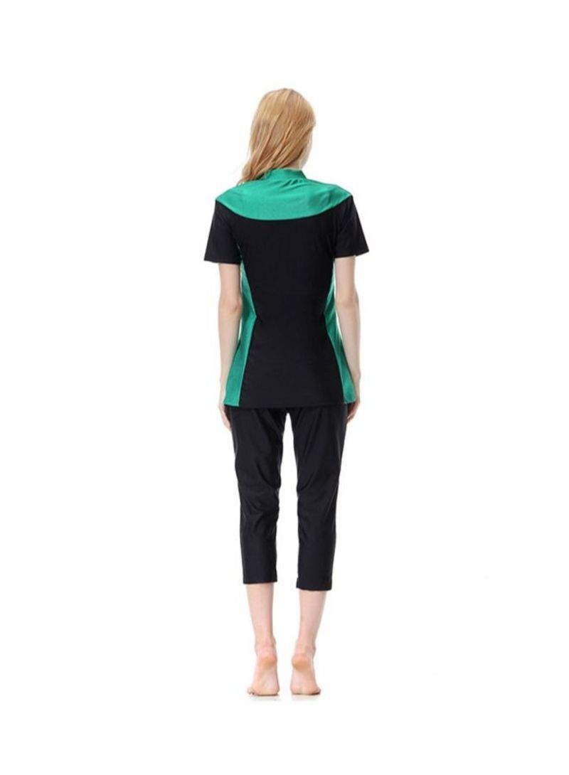 3-Piece Short Sleeve Burkini Black/Green