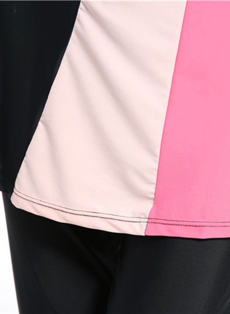 Soft Breathable Long Sleeve Swimsuit With Hijab Black/White/Pink