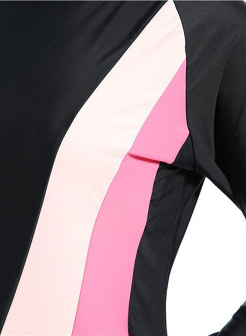 Soft Breathable Long Sleeve Swimsuit With Hijab Black/White/Pink