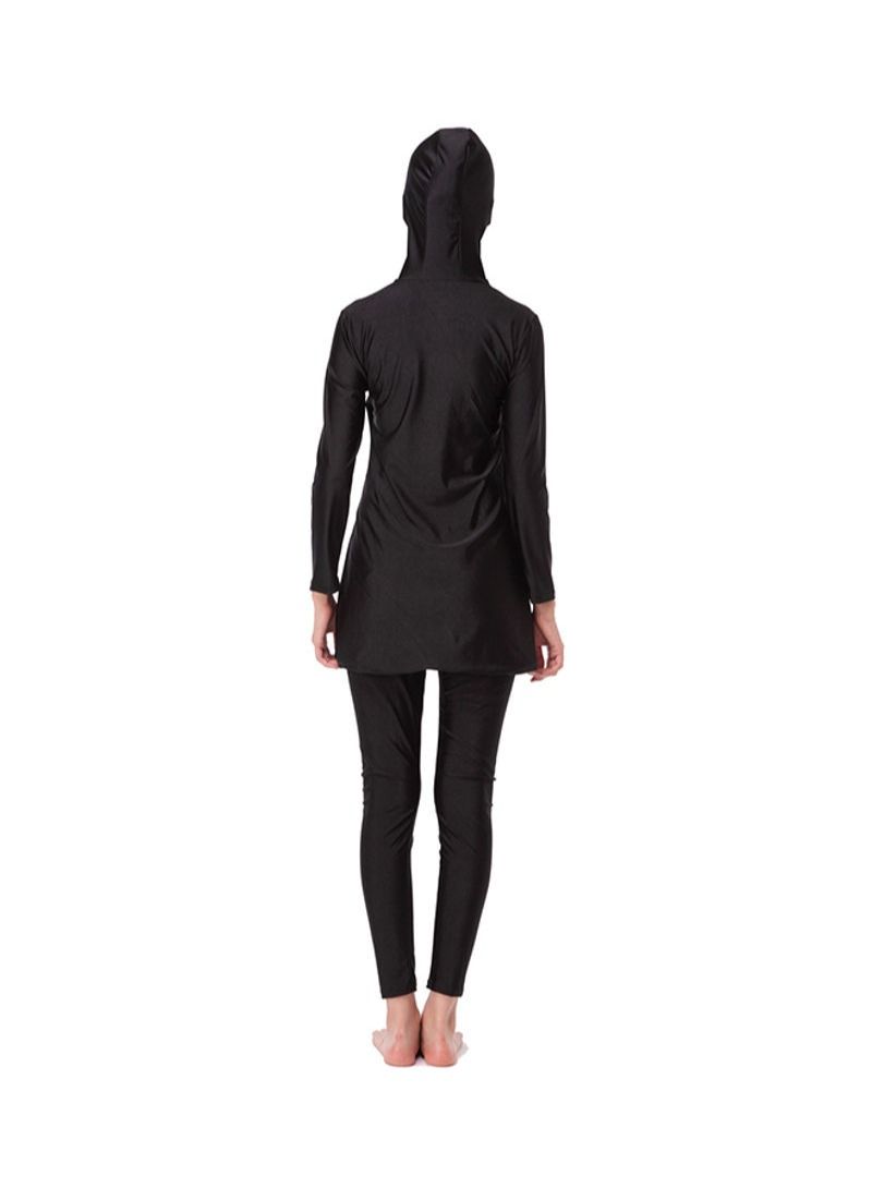 Long Sleeve Hooded Neck Burkini Black/Gold