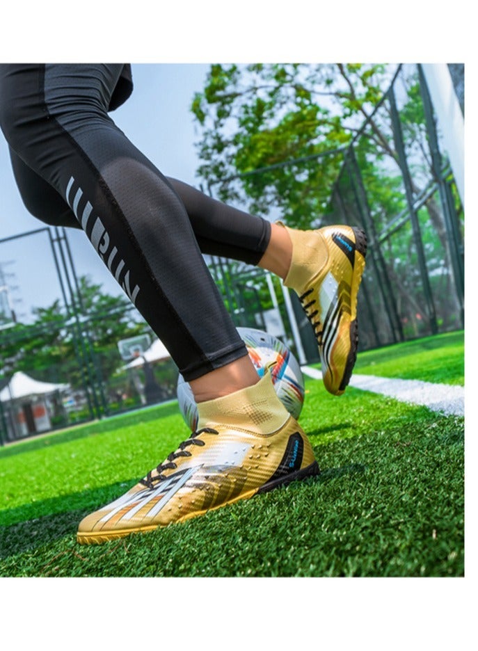 Men's And Women's Long-nailed And Broken-Nailed Football Shoes, Soft-Ground Sports Football Shoes, Breathable And Non-Slip Football Shoes, High-Top Elastic Breathable Shoes, Suitable For Adults And Teenagers