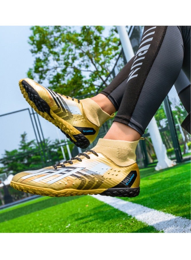 Men's And Women's Long-nailed And Broken-Nailed Football Shoes, Soft-Ground Sports Football Shoes, Breathable And Non-Slip Football Shoes, High-Top Elastic Breathable Shoes, Suitable For Adults And Teenagers