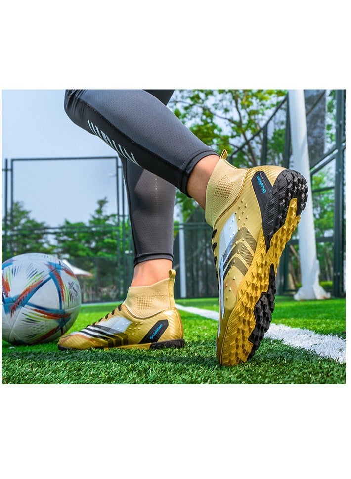 Men's And Women's Long-nailed And Broken-Nailed Football Shoes, Soft-Ground Sports Football Shoes, Breathable And Non-Slip Football Shoes, High-Top Elastic Breathable Shoes, Suitable For Adults And Teenagers