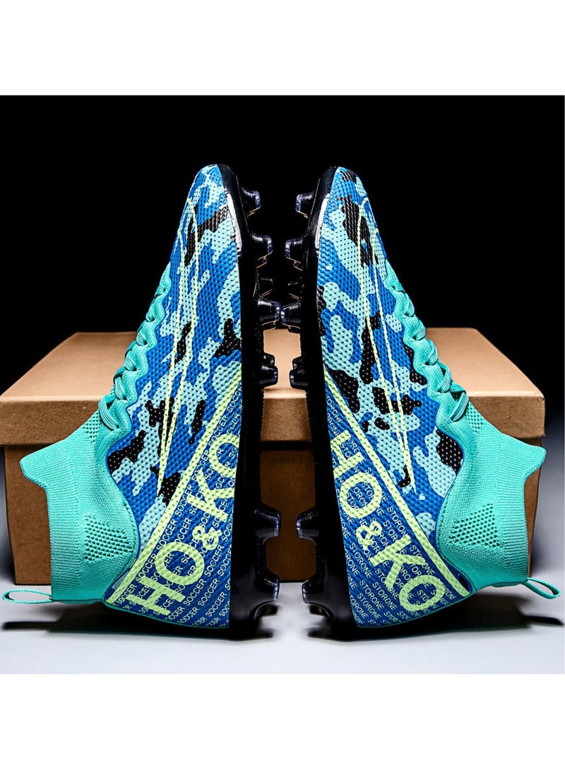 Football Shoes With High Tops, Broken Nails And Long Nails, Men's And Women's Actual Competition Training Shoes, Lace-Up Breathable Grass Sports Shoes, Outdoor Running Shoes