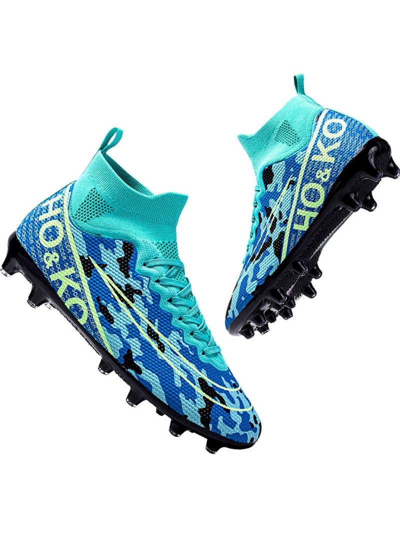 Football Shoes With High Tops, Broken Nails And Long Nails, Men's And Women's Actual Competition Training Shoes, Lace-Up Breathable Grass Sports Shoes, Outdoor Running Shoes