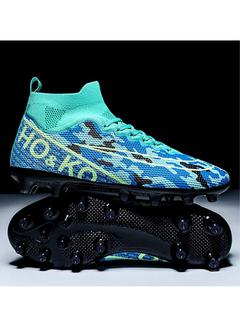 Football Shoes With High Tops, Broken Nails And Long Nails, Men's And Women's Actual Competition Training Shoes, Lace-Up Breathable Grass Sports Shoes, Outdoor Running Shoes