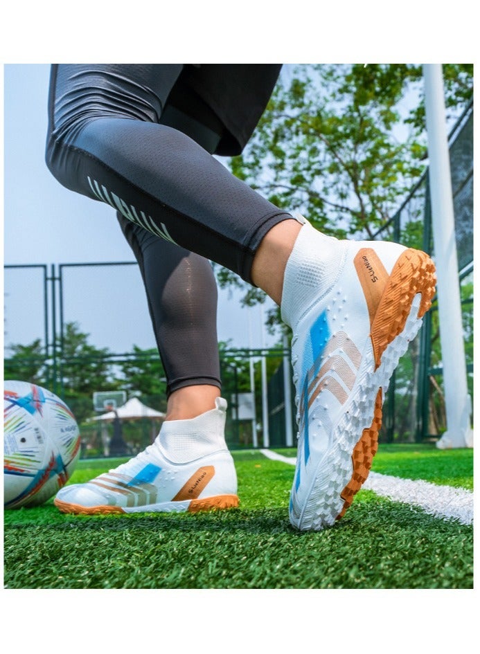 Men's And Women's Long-nailed And Broken-Nailed Football Shoes, Soft-Ground Sports Football Shoes, Breathable And Non-Slip Football Shoes, High-Top Elastic Breathable Shoes, Suitable For Adults And Teenagers