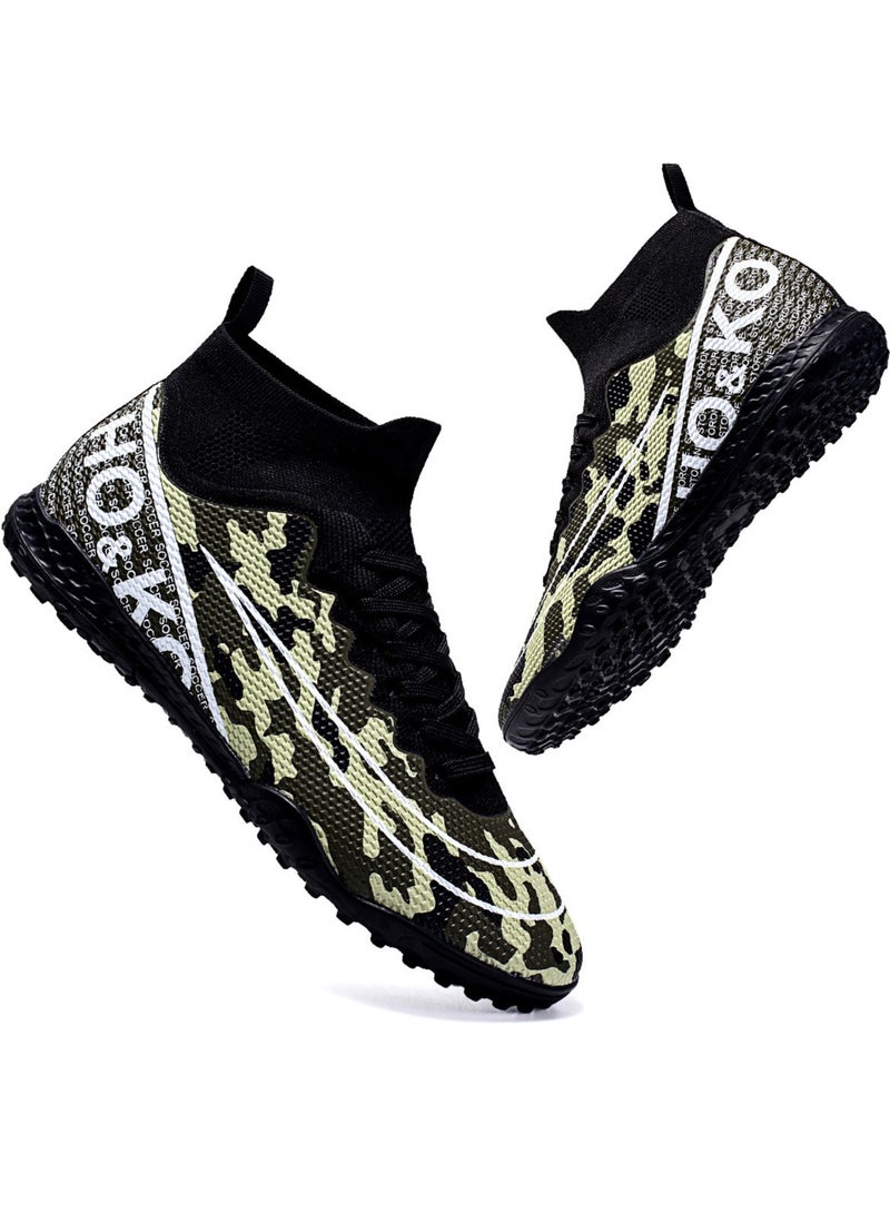 Football Shoes With High Tops, Broken Nails And Long Nails, Men's And Women's Actual Competition Training Shoes, Lace-Up Breathable Grass Sports Shoes, Outdoor Running Shoes