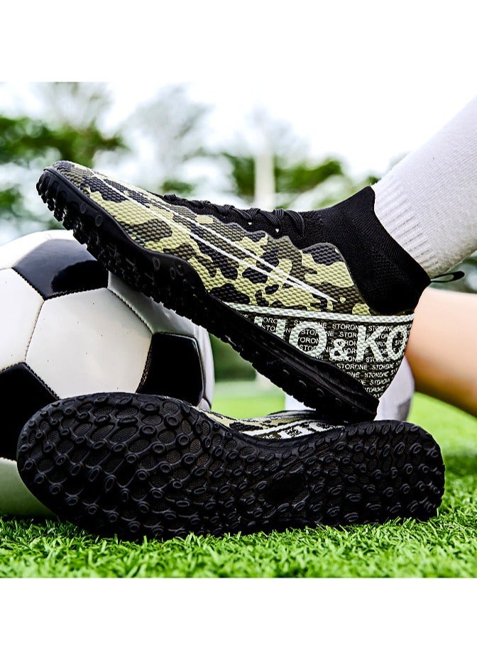 Football Shoes With High Tops, Broken Nails And Long Nails, Men's And Women's Actual Competition Training Shoes, Lace-Up Breathable Grass Sports Shoes, Outdoor Running Shoes