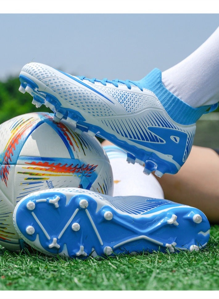 Football Lawn Sneakers, High-top Lace-up Football Shoes, Ball Control Uppers For Men And Women, Breathable And Non-Slip Professional Football Shoes